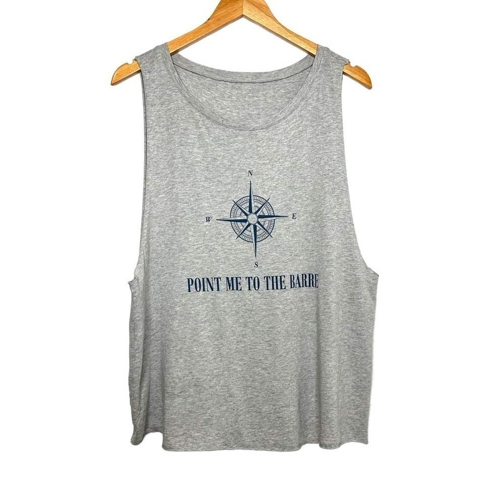 Emi Jay Womans Muscle Tank Top One Size Gray โPoint Me To The Barreโ Compass